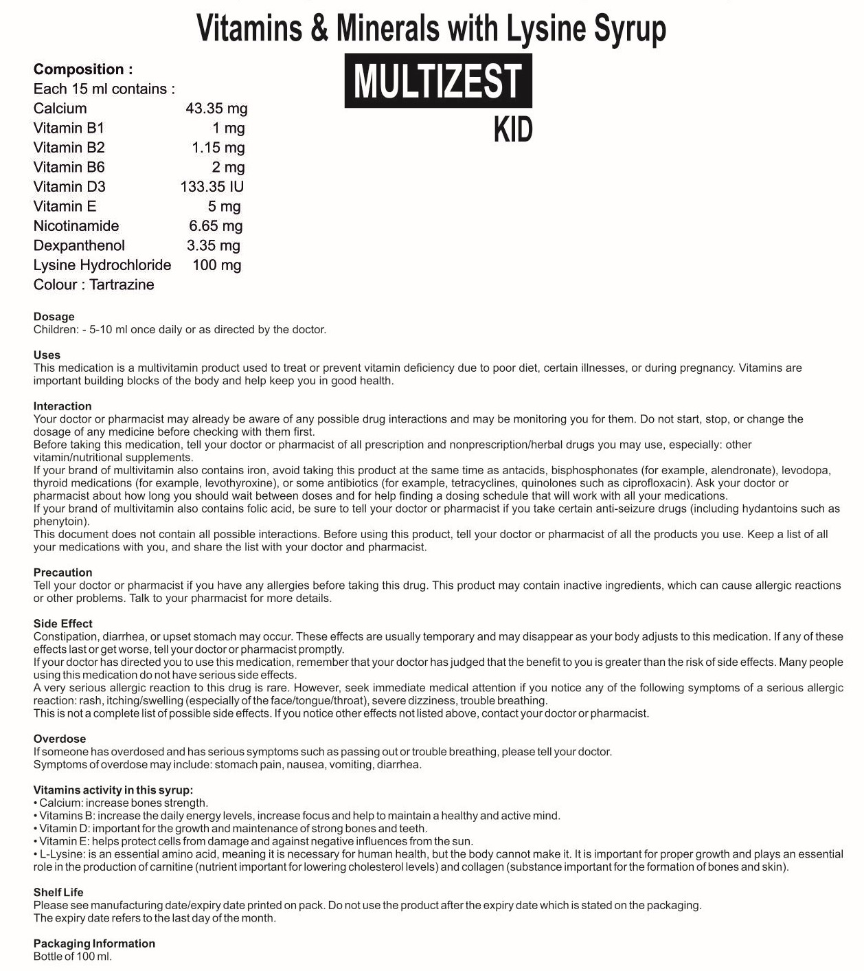 MULTIZEST KID SYRUP